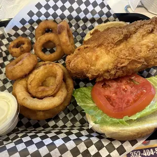Fried Grouper Sandwich with  Onion Rings are AMAZING!!