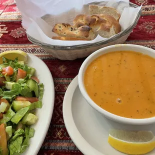 Lentil Soup and Garden Salad