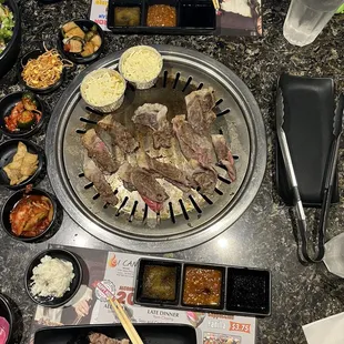 Corn cheese and beef belly