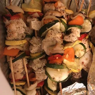 Chicken kabos with zuchini and squash