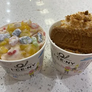 Strawberry lychee customized and Biscoff Cookies and Cream