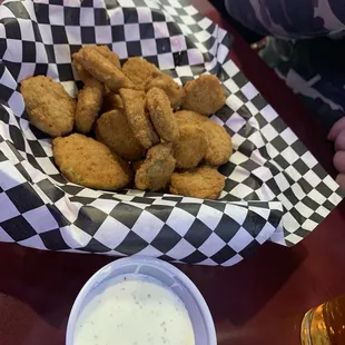 Pickle fries  thick crunchy but not watery or wimpy  perfect