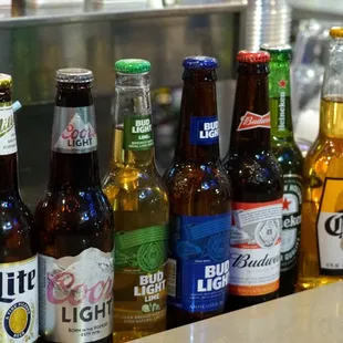 Bottled Options: Mich. Ultra, Coors, Miller, Budweiser, Bud light &amp; Bud light lime, Corona light &amp; extra, Heineken, Angry Orchard