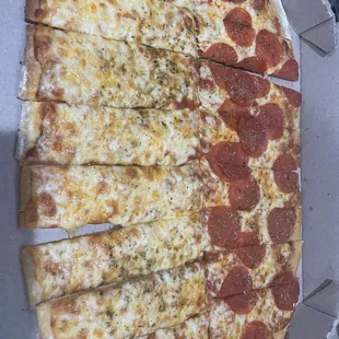 Half cheese half pepperoni