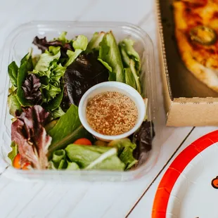 a pizza and salad