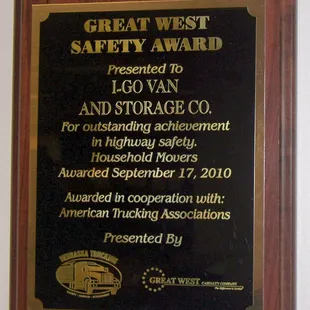 Great West Safety Award