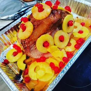 Holiday Ham with cherries