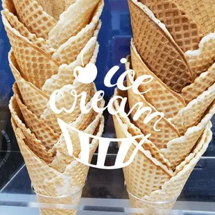 three cones of ice cream