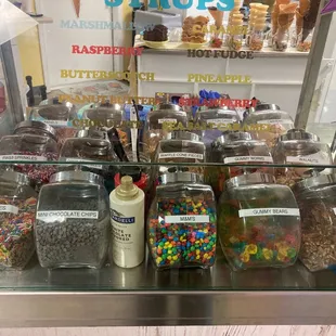 a display of different types of ice cream