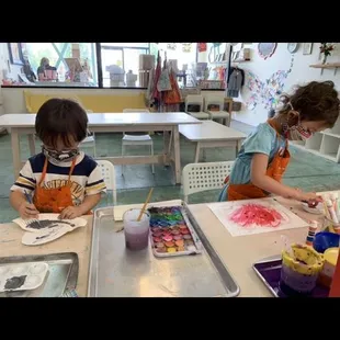 Socially distanced art tables