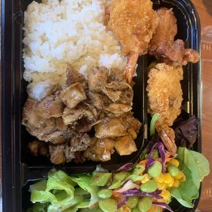 Chicken shrimp bento
