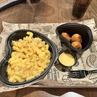 Classic bowl and Mac n cheese bites.