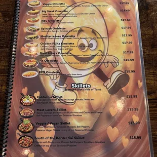 January 2025 Menu - Omelettes and Skillets