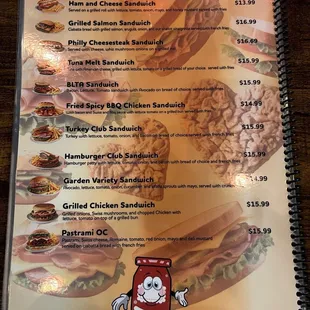 January 2025 Menu - Sandwiches