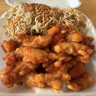 Orange Chicken and Pan Fried Noodles