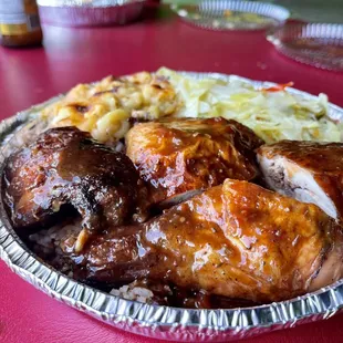 Jerk Chicken, Mac &amp; Cheese, Steam Veggies