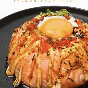 salmon with an egg on top