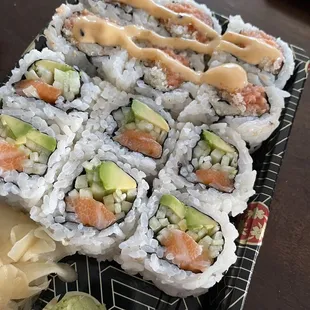 Spicy tuna and Alaska roll. Two rolls for $9.95