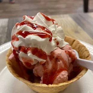 Strawberry Sundae Waffle Bowl