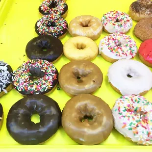 food, donuts, dough desserts