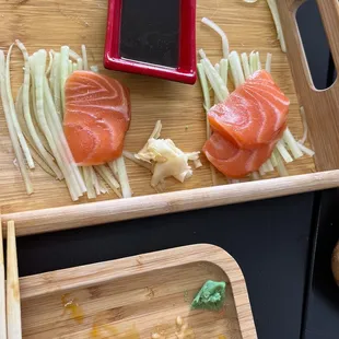 Fresh salmon sashimi