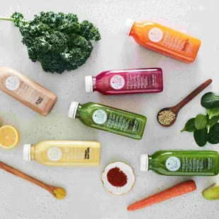Fresh juices, all natural, no sweetener, no ice, no additives, just pure goodness in a bottle!
