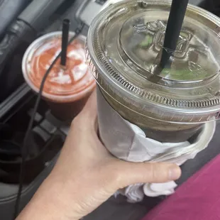 L-R: Fruity CBD and Healthy Blast smoothies