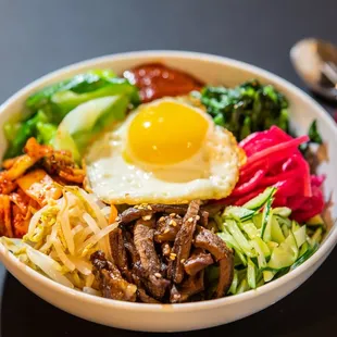 Healthy Choice by You in Summer!
Bi Bim Bap (Choice with BBQ Beef, BBQ Chicken or Tofu)