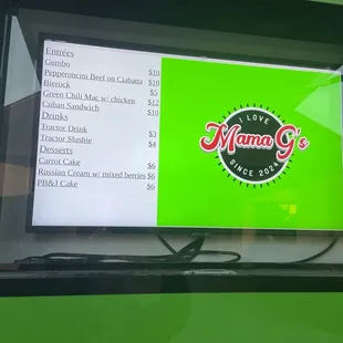 Look at today's menu! She changes it up periodically. The best cook!