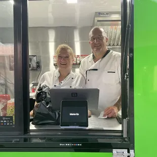 Mama G and Daddy D cooking up the best stuff you can find! The best sandwich I have ever had! Find them!