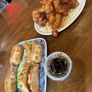 Fried Gyoza Dumpling and Chicken Karaage