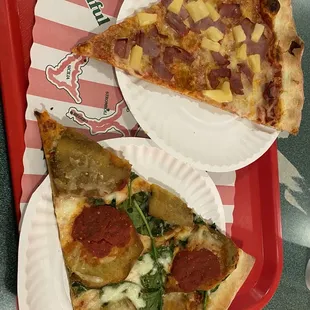 Hawaiian Pizza and Veggie Pizza