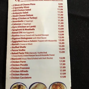 Lunch menu looks good.