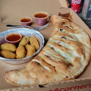 Deluxe Calzone and Jalapeno Cheese Poppers