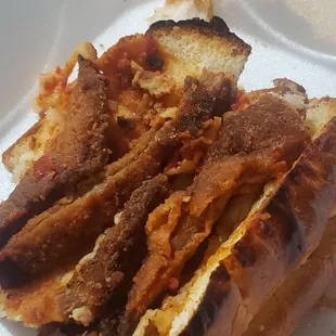 The burnt veal parmesan sub they gave me that was like rubber.