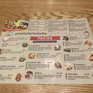 menu