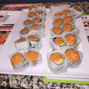 Spicy low tail and spicy new California roll. Delicious!