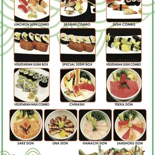 a variety of sushi dishes