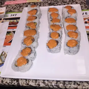 2 Spicy Salmon orders, and the new 8-piece Mango Spicy Salmon (which is just incredible!)