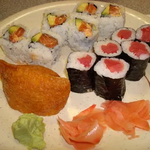 Inari, Tuna, Spicy Salmon. ~10$