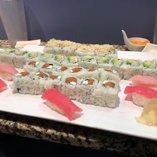 sashimi, sushi, sushi and sashimi, food