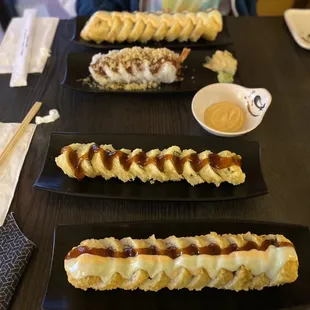 Shrimp Tempura Roll, Chefs Roll, and California Roll