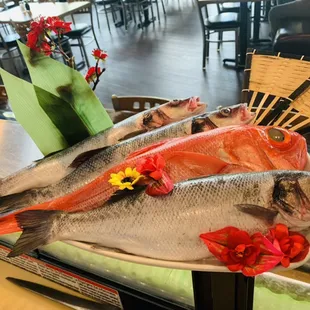 Bronzini( sea bass) and golden eye snapper.