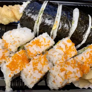 Lunch Roll combo: top spider roll bottom Seattle roll