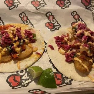 Battered Fish Taco and Shrimp Taco