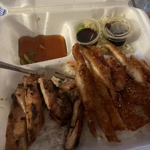 Chicken teriyaki and chicken katsu