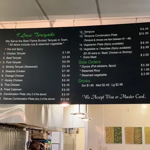 Menu as of January 2019.