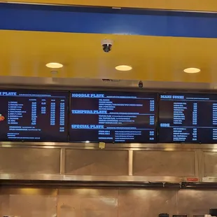 a menu on the wall
