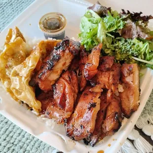 Chicken teriyaki lunch special w/ potstickers