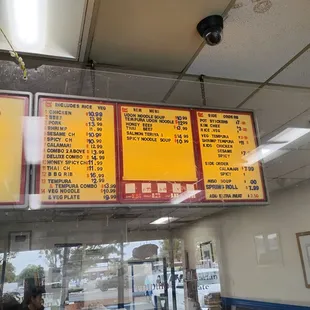 Menu in writing
